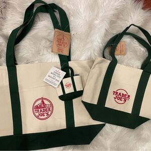 Green and Cream Tote Bag Set